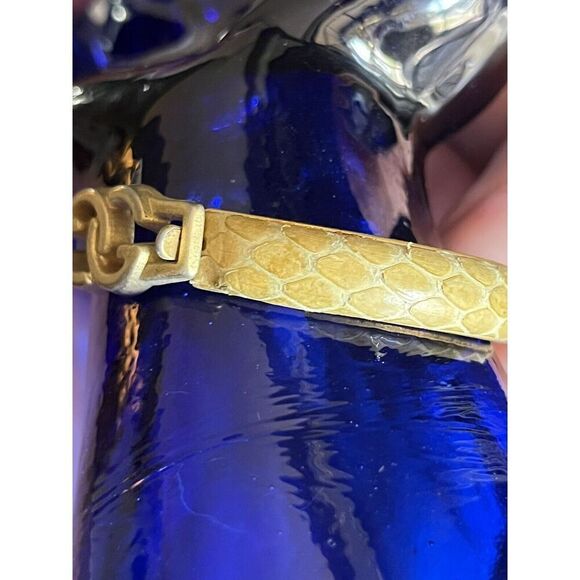 Women's Vintage Yellow Snakeskin Italy Mod. Dep 24KT Gold Plated Bracelet Gucci - Picture 7 of 12